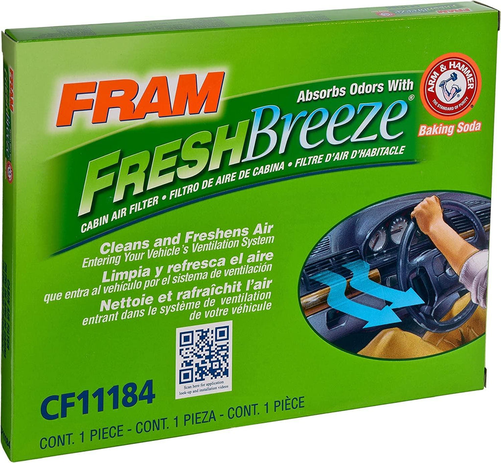 Fresh Breeze Cabin Air Filter Replacement for Car Passenger Compartment W/ Arm and Hammer Baking Soda, Easy Install, CF11184 for Select Hyundai and Kia Vehicles , White