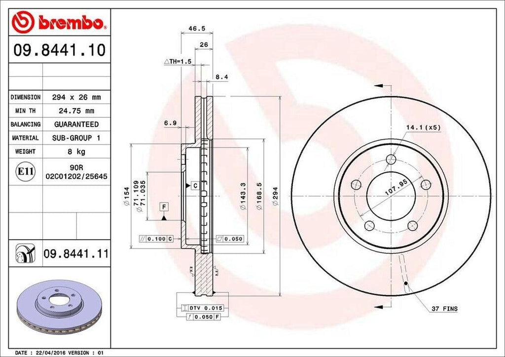 Front Disc Brake Rotor for Taurus, Sable, Continental+Mo