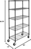 Amazon Basics 5-Shelf Medium Adjustable, Heavy Duty Storage Shelving Unit on 4'' Wheel Casters, Metal Organizer Wire Rack, Black, 30" L X 14" W X 64.75" H