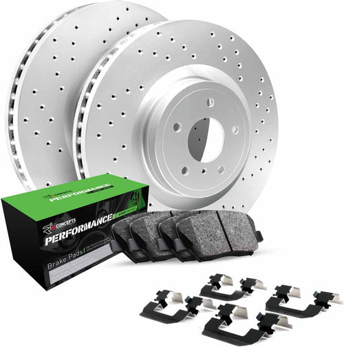 R1 Concepts Front Brakes and Rotors Kit |Front Brake Pads| Brake Rotors and Pads| Performance Sport Brake Pads and Rotors| Hardware Kit|Fits 2008-2019 Pontiac Vibe; Scion Xd; Toyota Corolla, Matrix