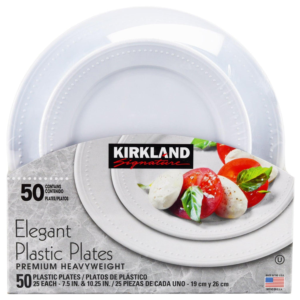 Kirkland Signature Elegant Plastic Plates, Variety Pack, White, 50-Count Kitchen