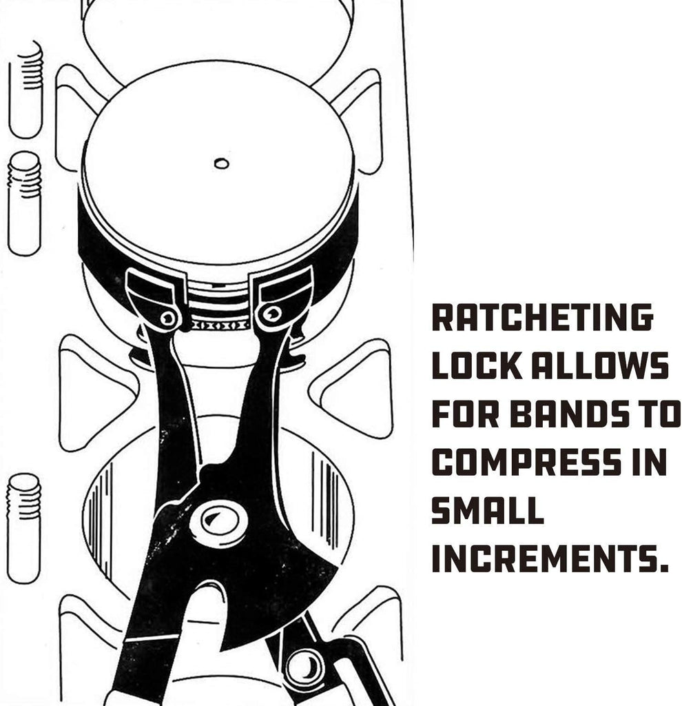 Powerbuilt Piston Ring Compressor Tool Set for Car Engine, Vehicle Maintenance Clamps, Ratchet Pliers, Storage Case - 940387