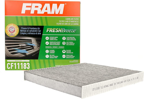 Fresh Breeze Cabin Air Filter Replacement for Car Passenger Compartment W/ Arm and Hammer Baking Soda, Easy Install, CF11183 for Select Dodge and Jeep Vehicles , White