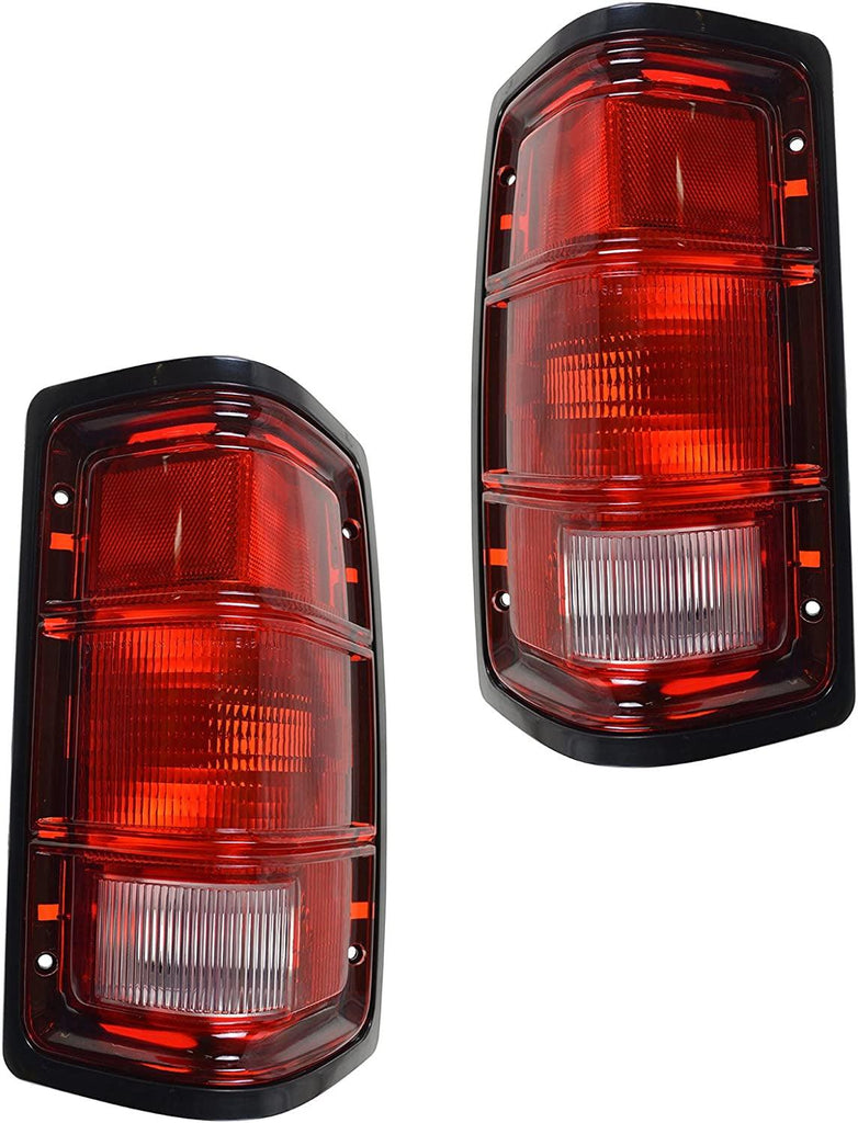 Taillights Taillamps Brake Lights W/Black Bezel Trim Pair Set for 88-96 Dakota