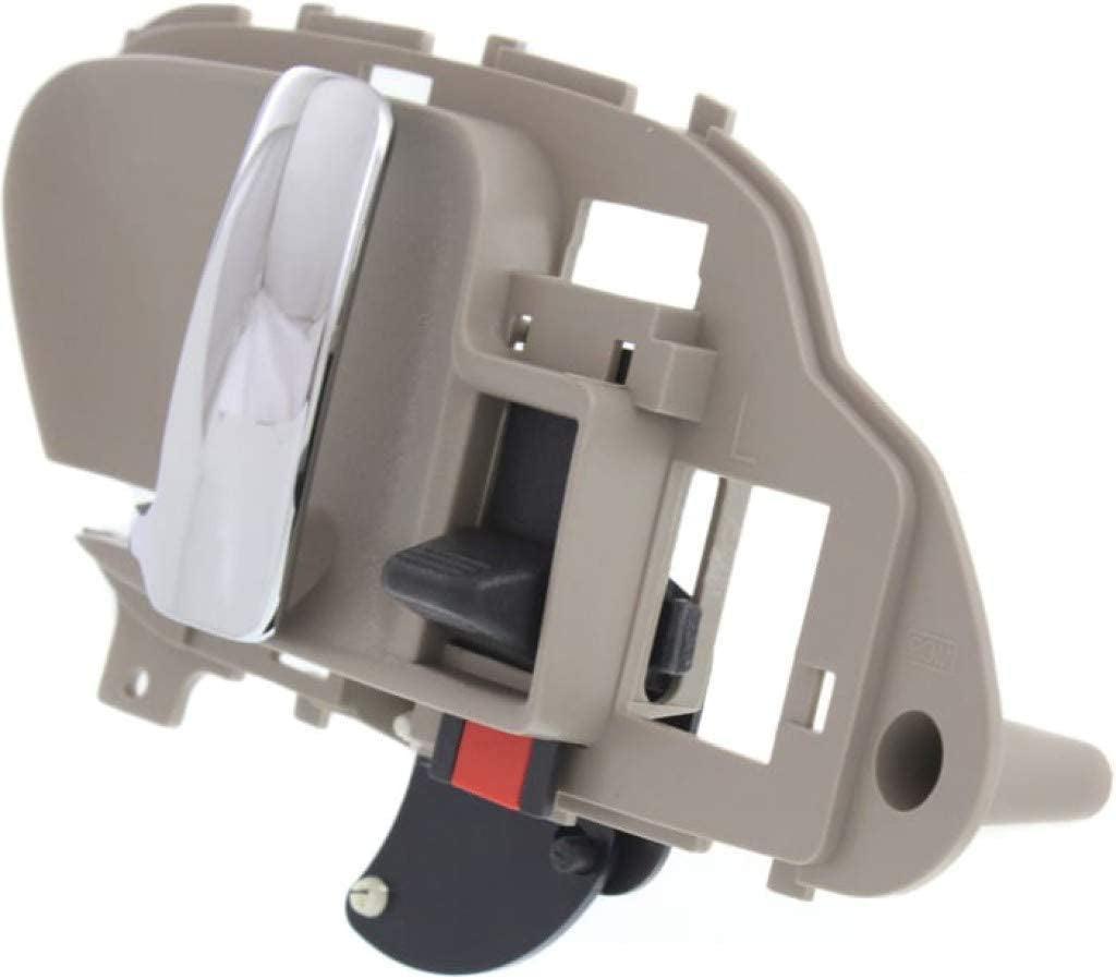 for Chevy K3500 Interior Door Handle Front or Rear Driver Side Beige Bezel with Chrome Lever 1995-2000 | with Door Lock Button| Trim: Base/Silverado/Cheyenne