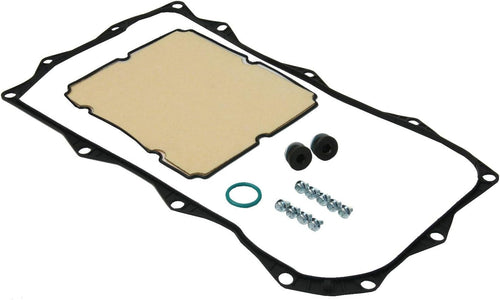 24118612901K Oil Pan Filter Service Kit, Kit Includes: (1) Filter (1) Pan Gasket (9) Screws (1) Cover Seal (1) Inlet O-Ring (2) M18 Plug W/Viton Seal (1) Alum. Crush Washer