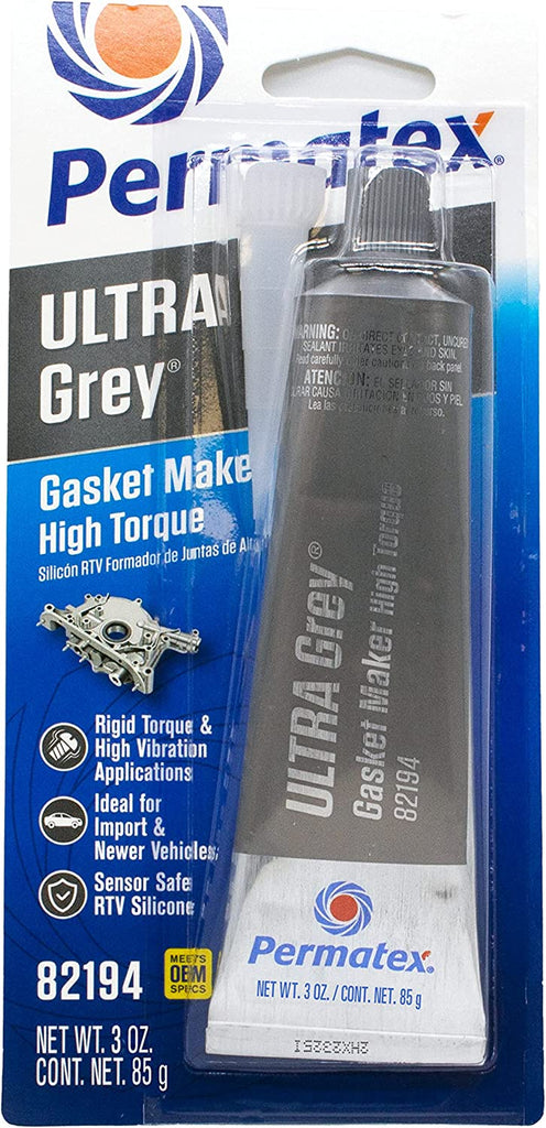 Permatex 82194 Ultra Grey Rigid High-Torque RTV Silicone Gasket Maker, 3.5 Oz.