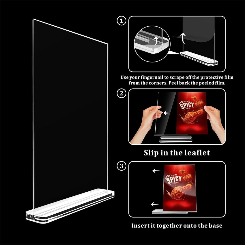 Vlaseo Acrylic Sign Holder 8.5 X 11 Inch, Double Side Clear T Shape Acrylic Table Sign Stands for Home Office Retail Show Fair Restaurants Wedding Reception Party Decoration(6 Pack)