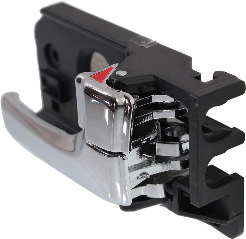 Interior Door Handles Compatible with Set of 2 Front Left and Right Side Plastic Chrome W/Door Lock Button