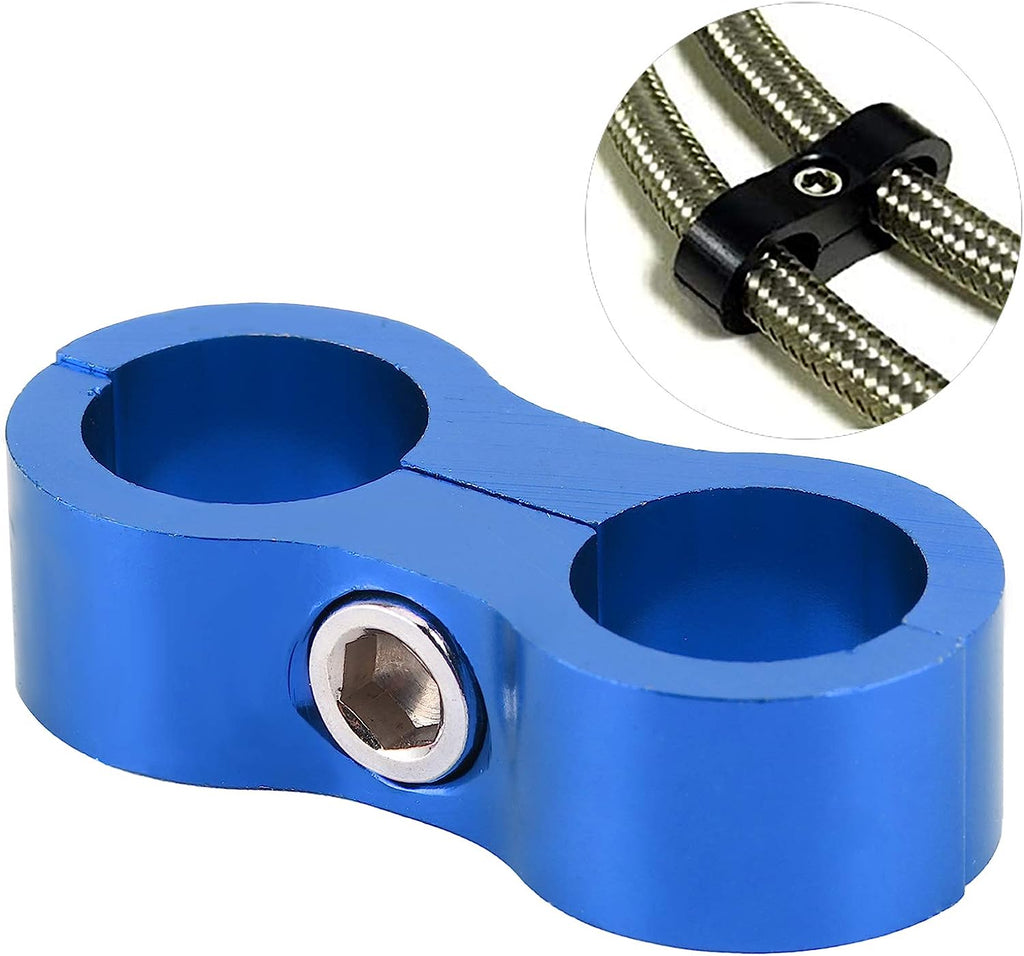 Hose Separator Clamp, 8AN Reusable Pratical Aluminum Alloy Fuel Line Separator, for Water Pipe Brake Line(Blue)