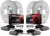 K6516 Front and Rear Z23 Carbon Fiber Brake Pads with Drilled & Slotted Brake Rotors Kit