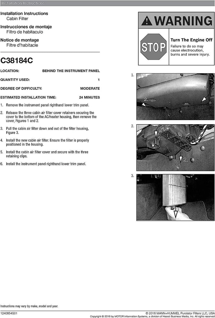 C38184C one Advanced Cabin Air Filter Compatible with Select Mercedes-Benz Vehicles