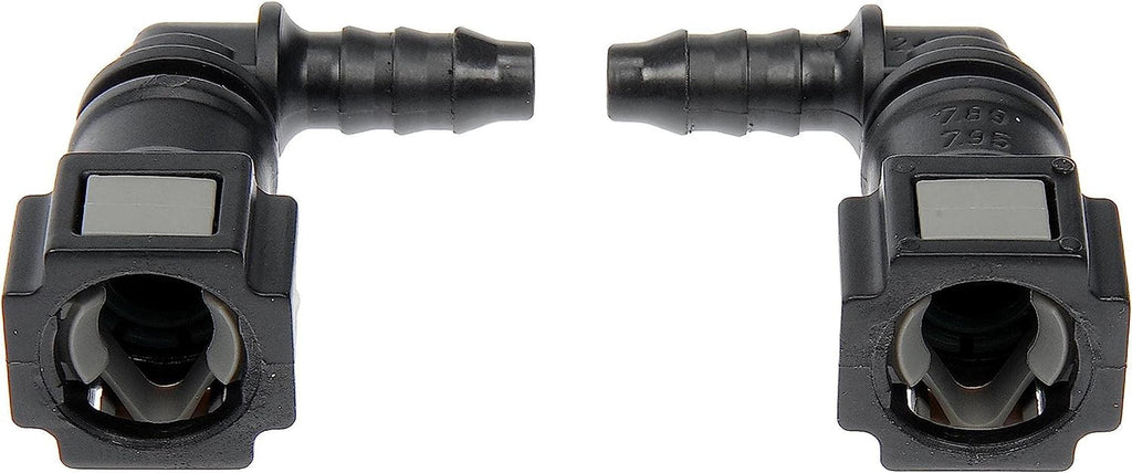 Dorman 800-186 Quick Connector 5/16 In.S to 6Mm Nylon 90, 2 Pack, Black