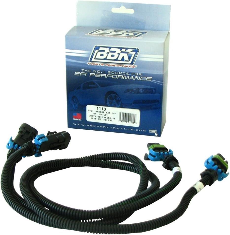 BBK 1116 O2 Oxygen Sensor Wire Harness Extensions 36" for 2008-2015 GM (Pair) , Black