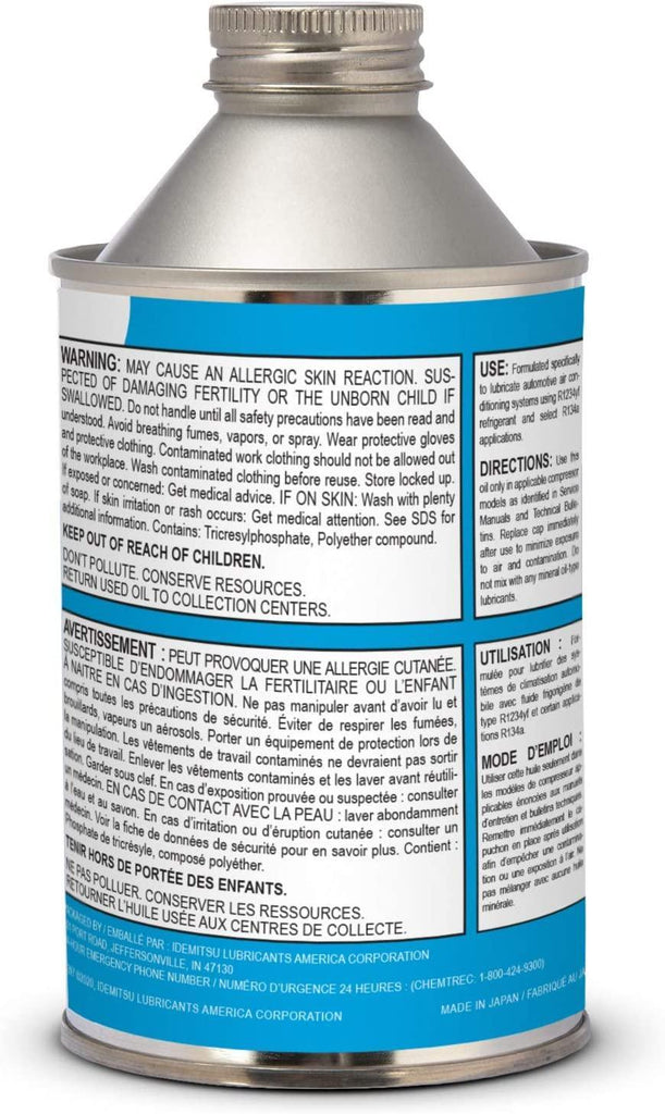 Automotive A/C System Oil Idemitsu PAG A/C Compressor Oil - 8 Oz Can ...