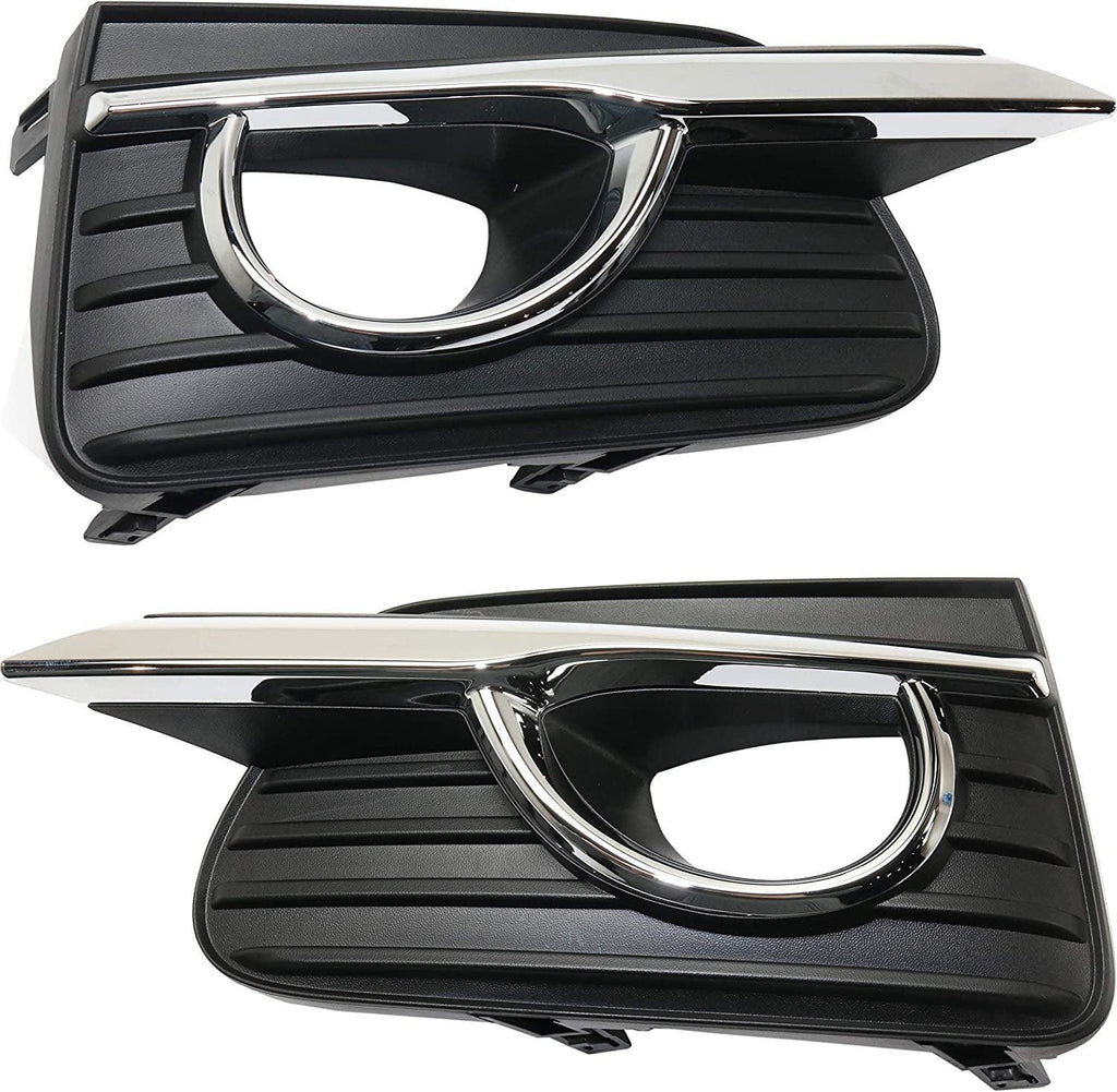 Fog Lamp Molding Compatible with 2014-2017 Infiniti Q50 Cover Finisher with Chrome Bezel Base/(Hybrid Standard Type)/Premium Models Passenger and Driver Side