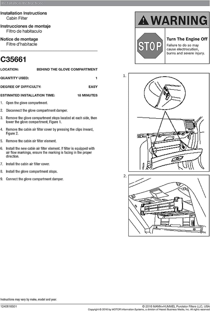 C35661 one Advanced Cabin Air Filter Compatible with Select Kia and Hyundai