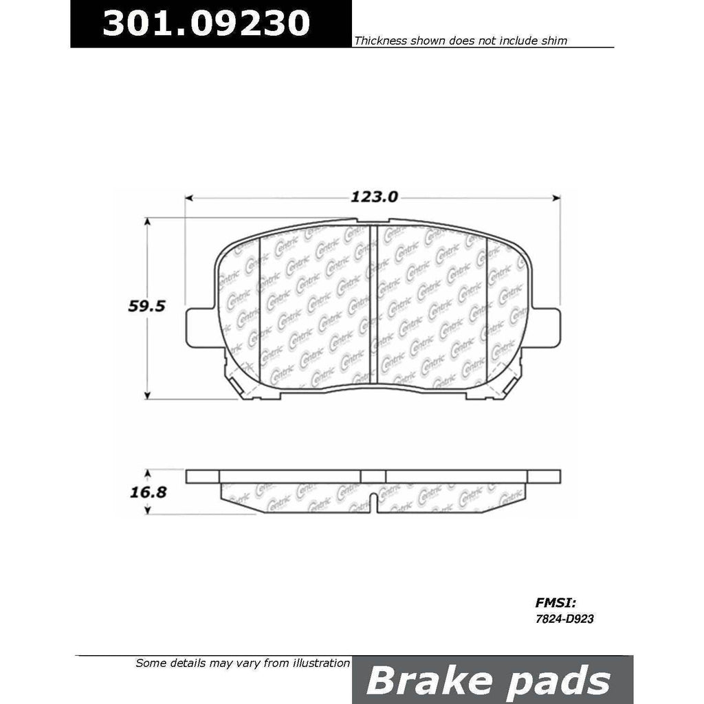 Centric Front Disc Brake Pad for Vibe, Corolla, Matrix (301.09230)