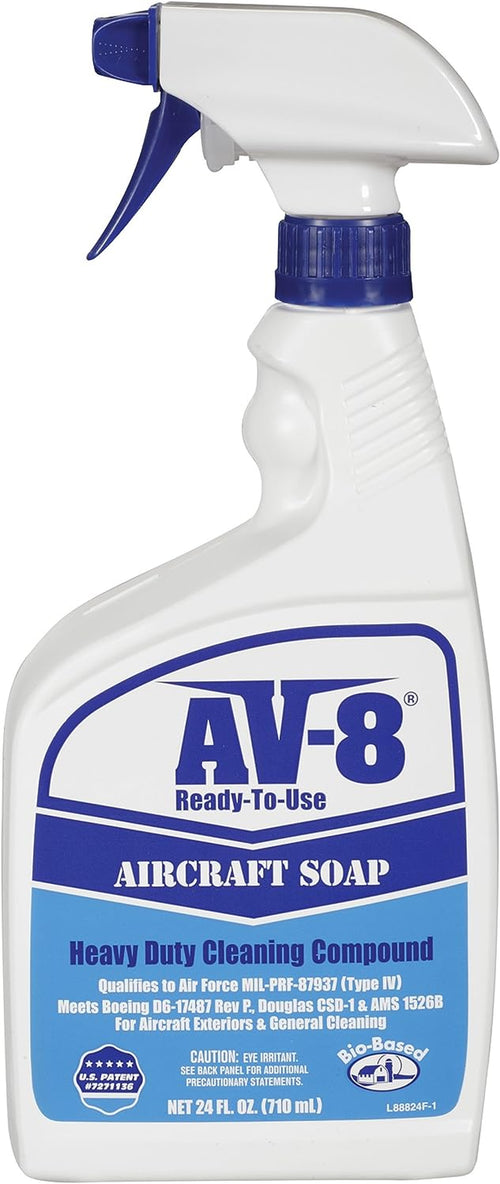 Permatex 88824 AV-8 Ready to Use Aircraft Soap, 24 Oz Spray Bottle