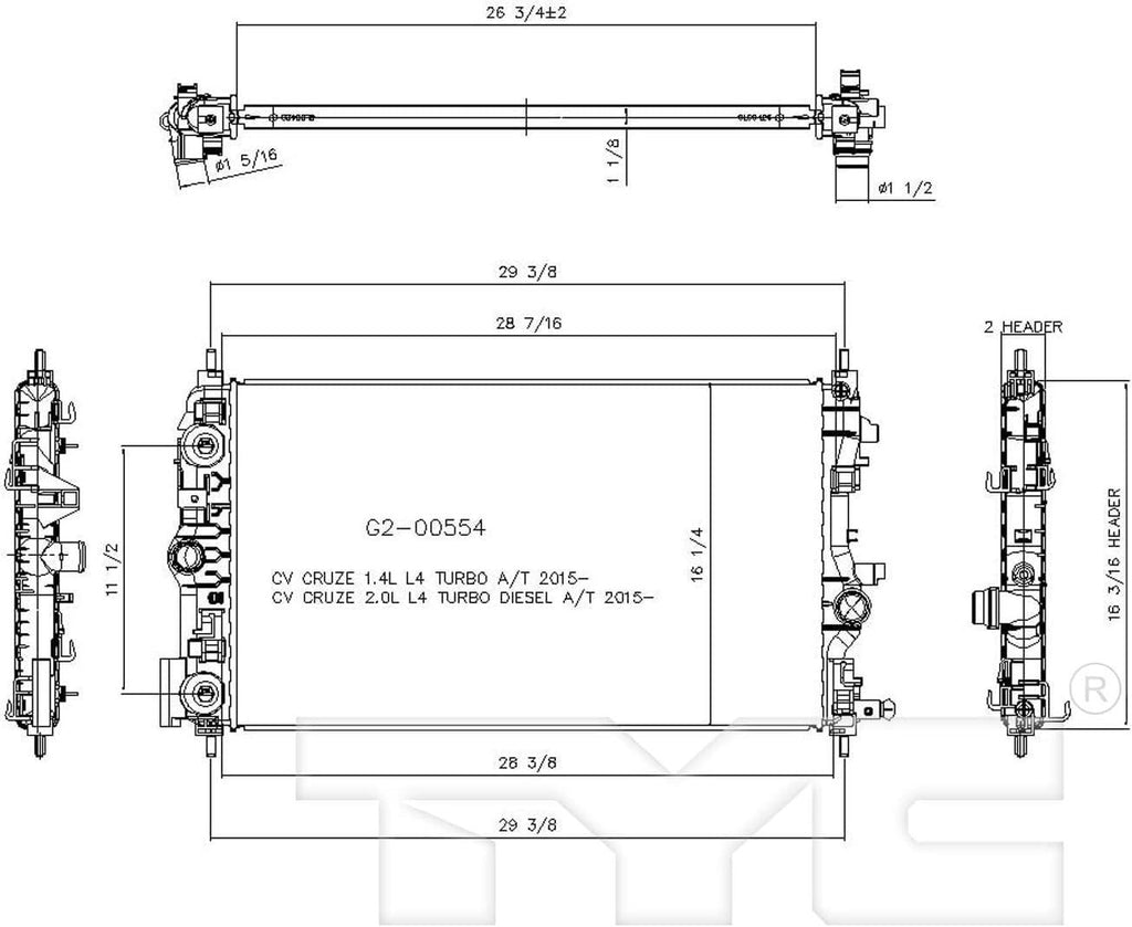 13471 Replacement Radiator for Chevrolet Cruze