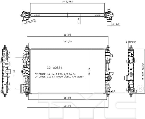 13471 Replacement Radiator for Chevrolet Cruze