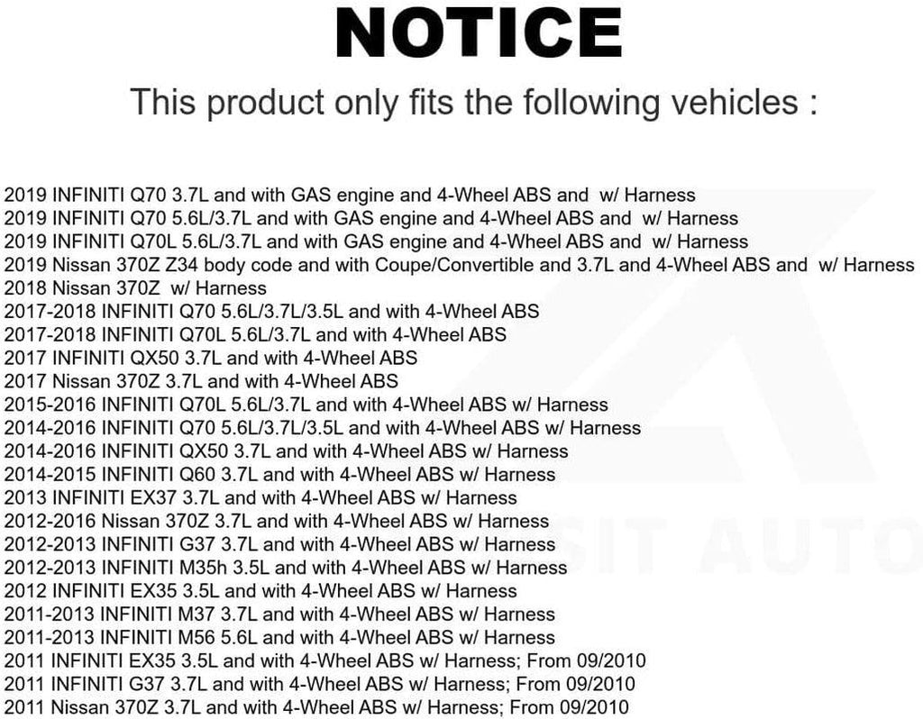 Mpulse Rear Left ABS Wheel Speed Sensor SEN-2ABS2559 for INFINITI G37 QX50 Nissan 370Z M37 Q70 Q70L Q60 EX35 M56 EX37 M35H