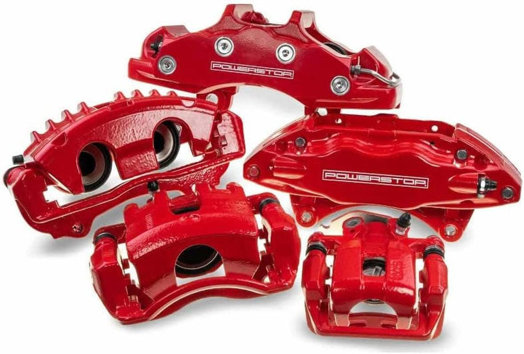 Rear S5076 Pair of High-Temp Red Powder Coated Calipers