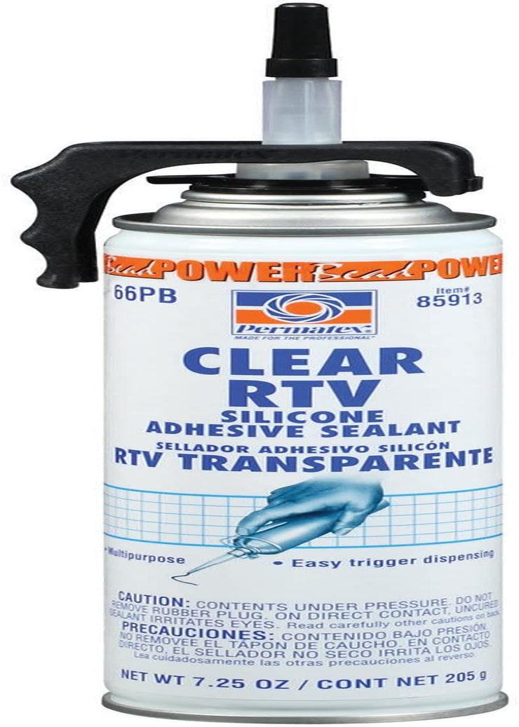 Permatex 85913 Clear RTV Silicone Adhesive Sealant, 7.25 Oz. Powerbead ...