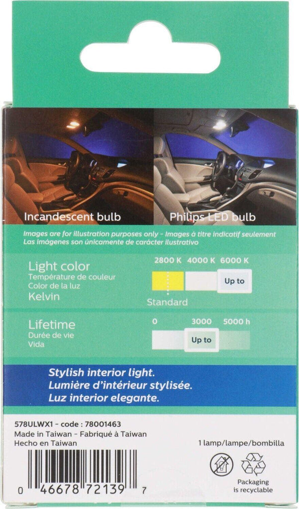 Dome Light Bulb for E-350 Super Duty, 300, Challenger, Charger+More 578WLED
