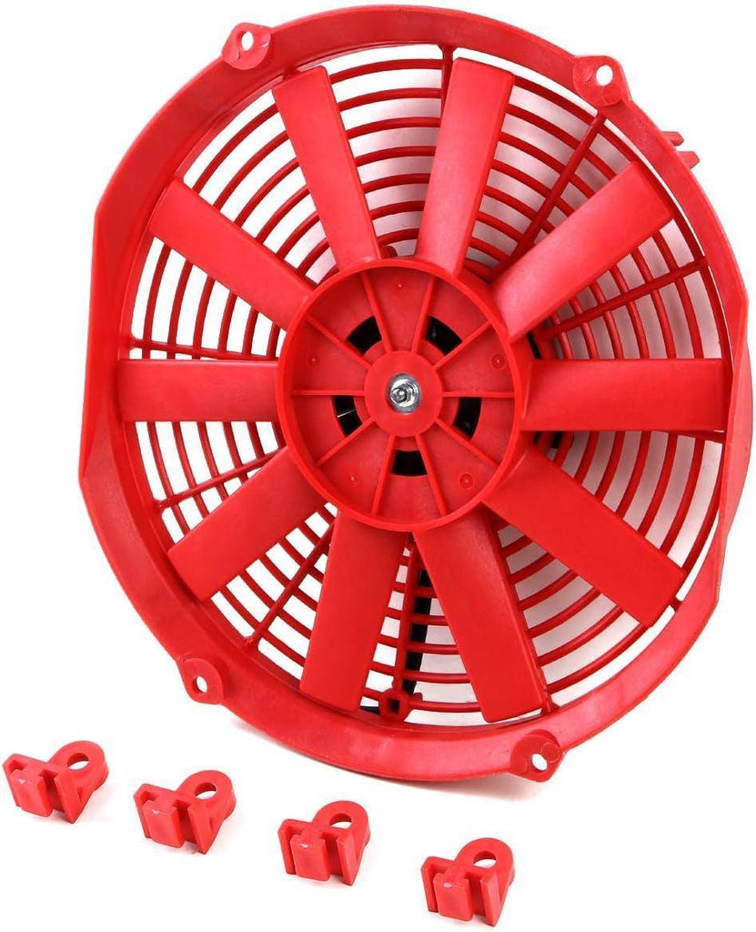 RAF-12-RD+FMK-X2 2Pcs 12" Inch Electric Radiator Cooling Fan Kit (Red)