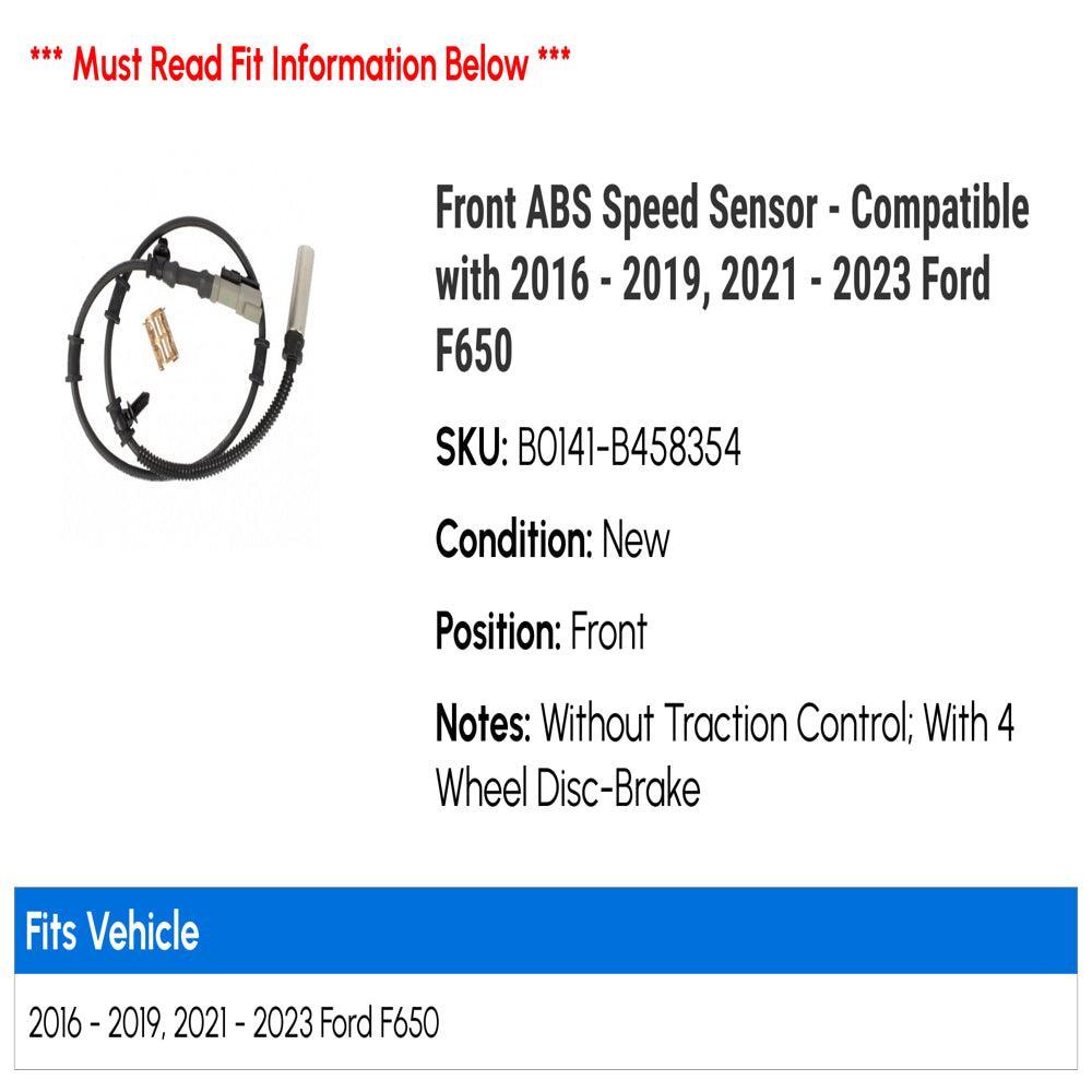 Front ABS Speed Sensor - Compatible with 2016 - 2019, 2021 - 2023 Ford F650 2017 2018 2022
