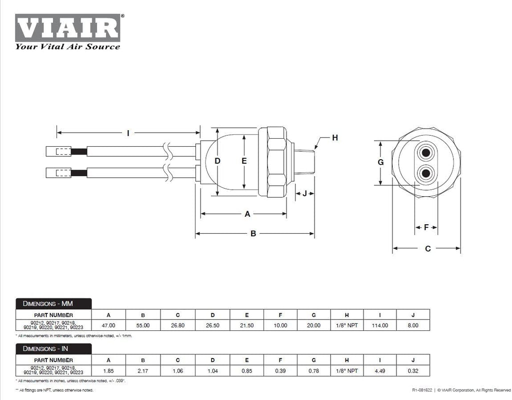 Viair 90217 Pressure Switch Black