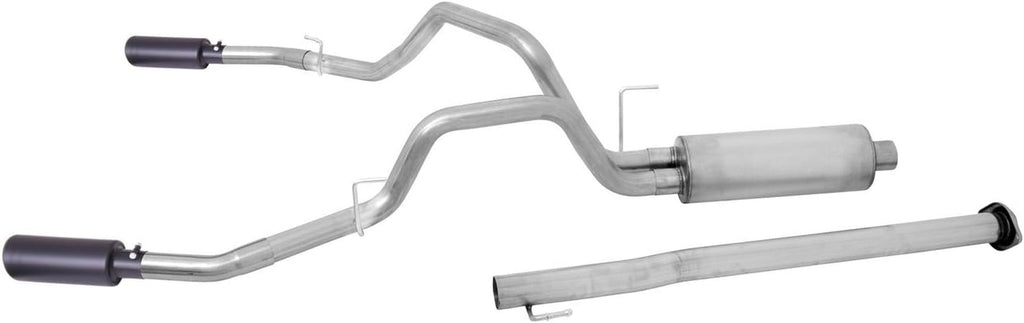 65648B Black Elite Cat-Back Dual Split Exhaust System, Stainless