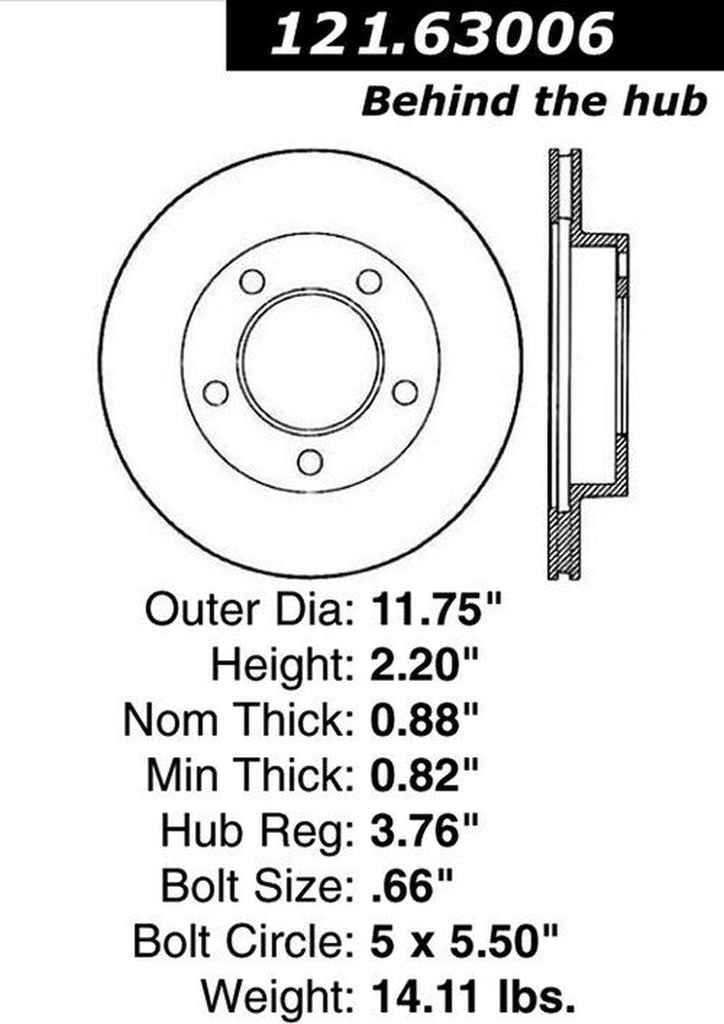 Centric Front Disc Brake Rotor for CJ7, Scrambler, CJ5 (121.63006)
