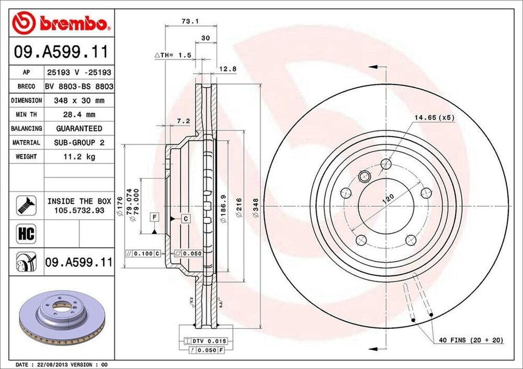 Brembo Front Disc Brake Rotor for BMW (09.A599.11)