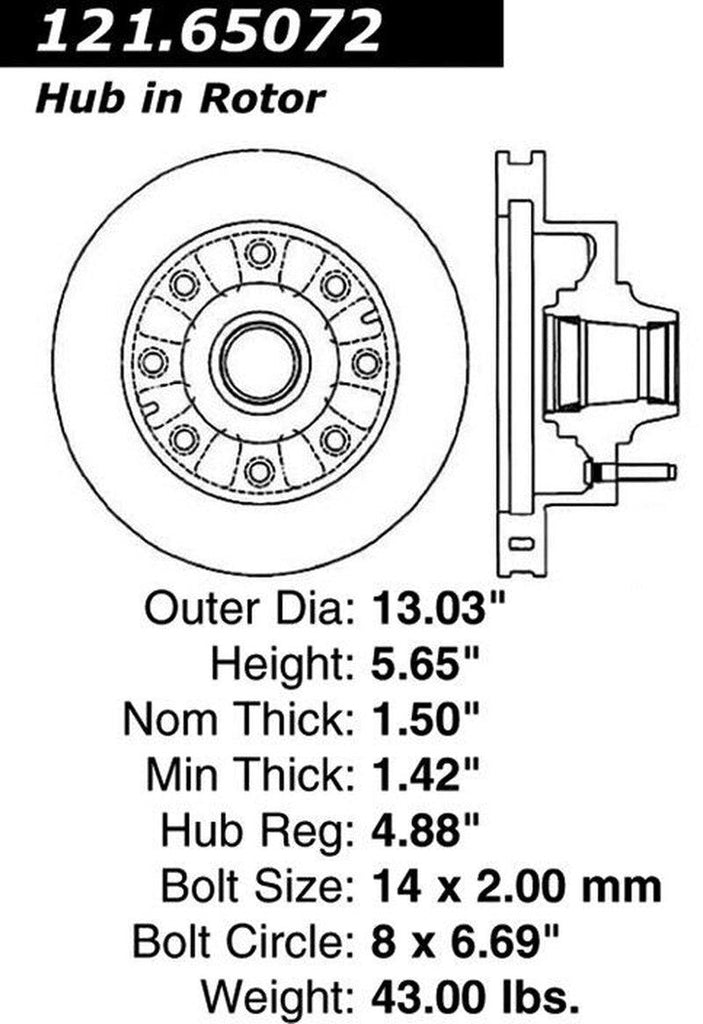 Centric Front Disc Brake Rotor for Ford (121.65072)