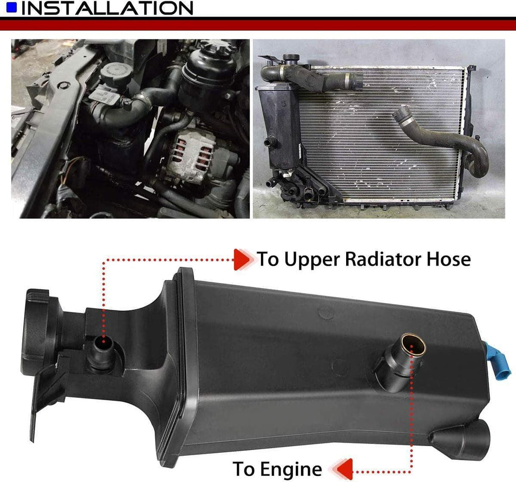 A-Premium Engine Coolant Overflow Recovery Reservoir Tank [With Sensor & Cap] Compatible with BMW [E46] 320I 323I 323Ci 325I 325Ci 325Xi 328I 328Ci 330I 330Ci 330Xi 1999-2006, Replace# 17137787039