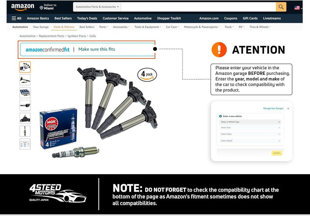 Set of 4 Ignition Coil Pack with Spark Plugs Fit for Toyota Corolla Matrix Prius Scion IM Scion XD Lexus CT200H & More Replaces# UF-596, UF-619, 90919-02258, 90919-01275, 93501