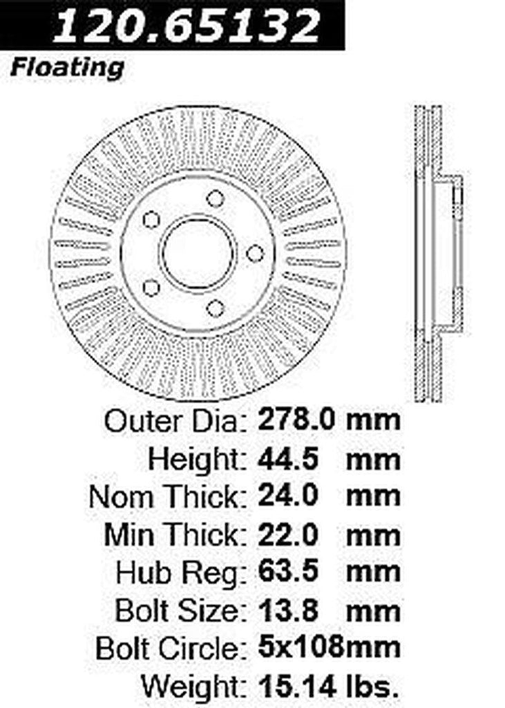 Centric Front Disc Brake Rotor for 10-13 Ford Transit Connect (121.65132)
