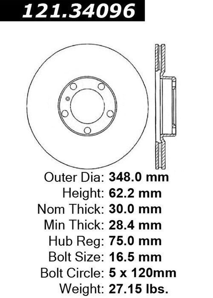Centric Front Disc Brake Rotor for BMW (121.34096)