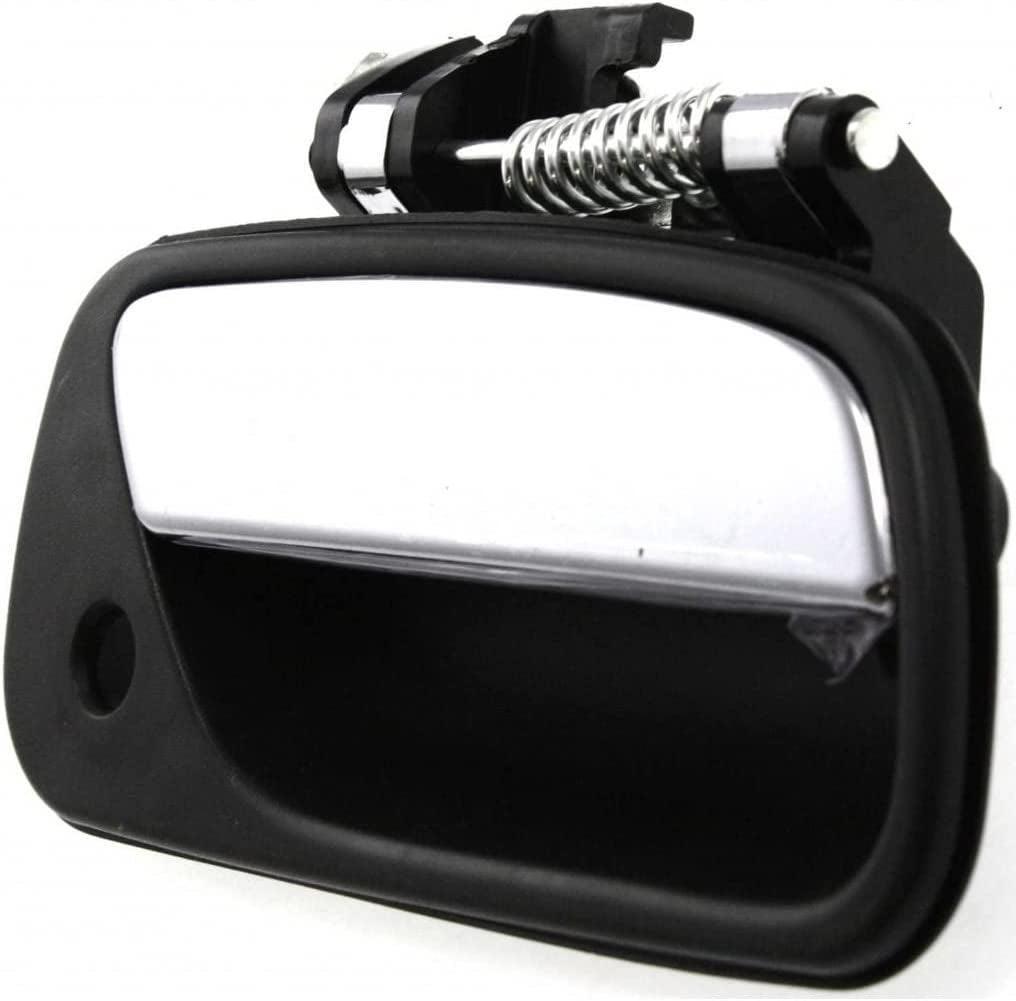 Compatible with Toyota T100 Exterior Door Handle Front, Passenger Side Black Bezel with Chrome Lever (1993-1998) | with Key Hole | Trim:All Submodels | TO1311135 | 6921034020