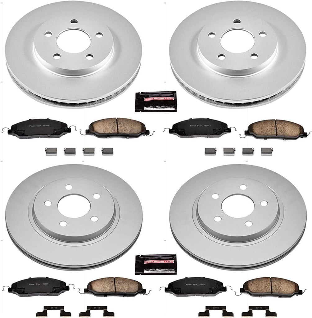 CRK1383 Coated Brake Rotor & Ceramic Brake Pads- Front & Rear