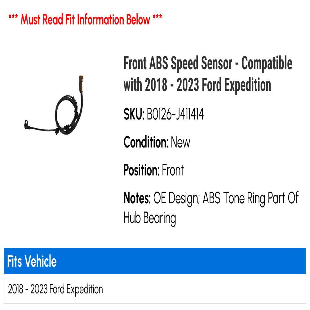 Front ABS Speed Sensor - Compatible with 2018 - 2023 Ford Expedition 2019 2020 2021 2022