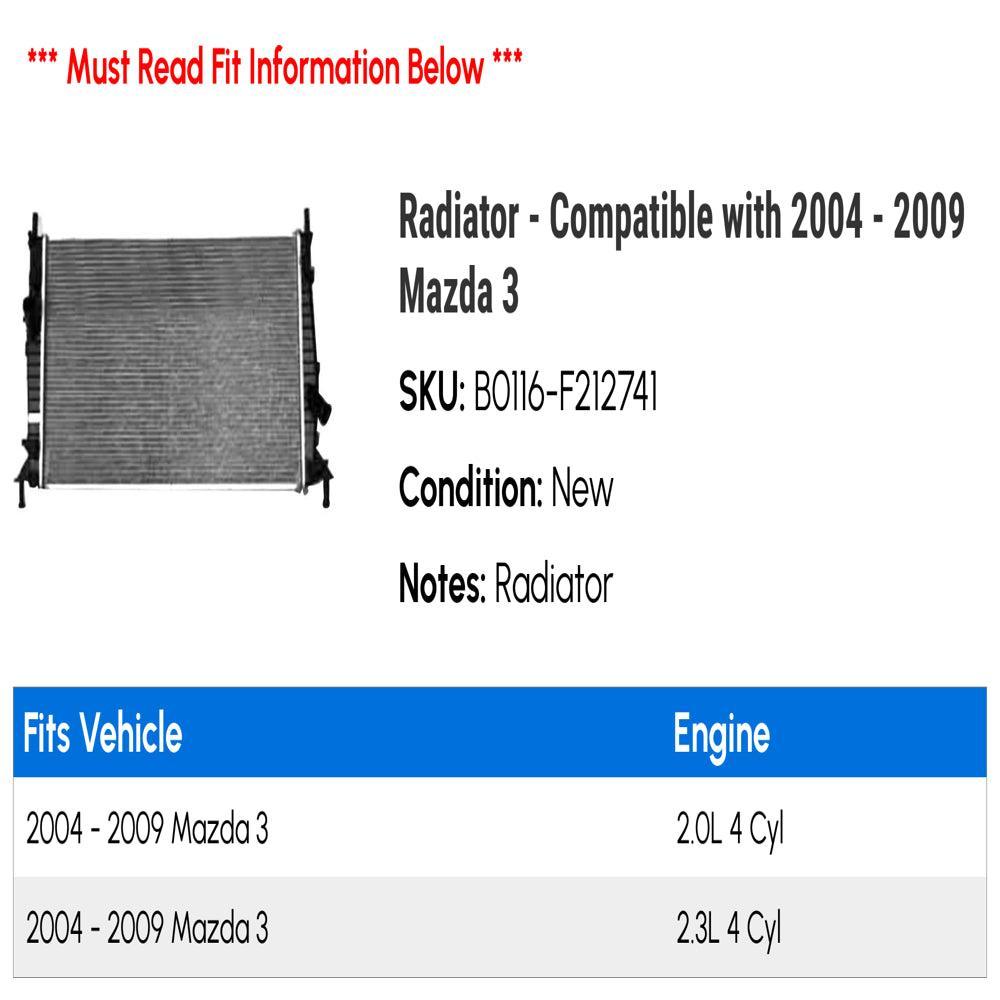 Radiator - Compatible with 2004 - 2009 Mazda 3 2005 2006 2007 2008