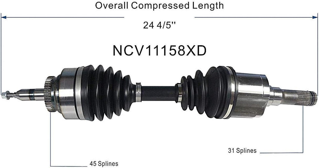 NCV11158XD XD Series CV Axle Shaft Assembly for Extreme Weather Environments - Left Front (Driver Side)