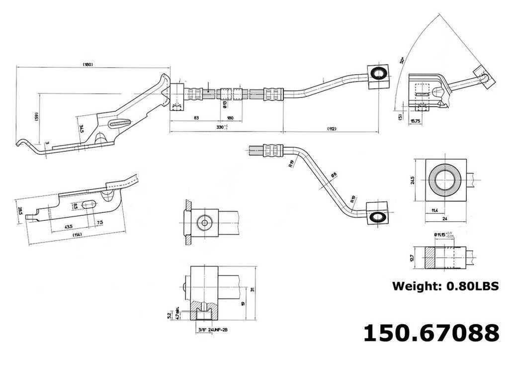 Brake Hydraulic Hose for Town & Country, Caravan, Grand Caravan+More 150.67088