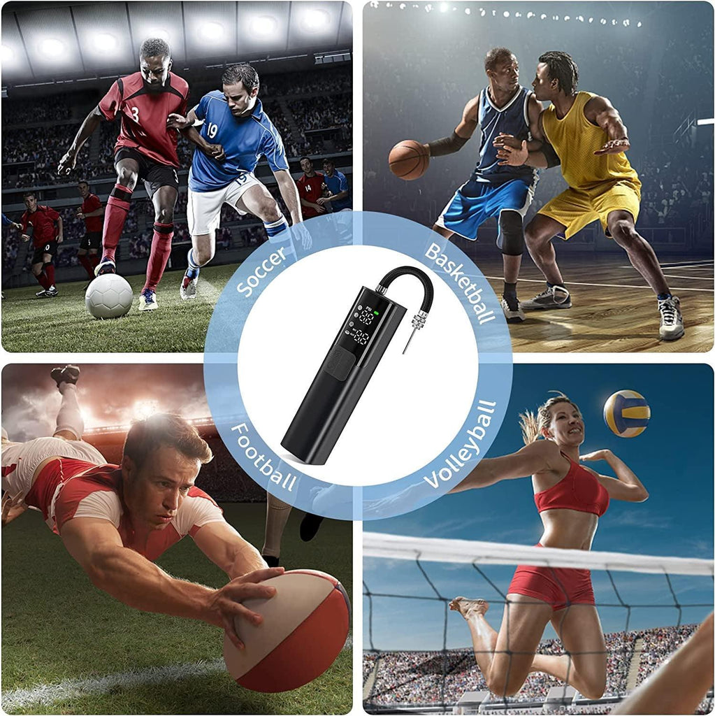 MY01 Electric Ball Pump with Inflation & Deflation, Accurate Pressure Gauge and 4 Preset Modes, Automatic Ball Pump for Basketball, Soccer, Football and Volleyball (Max 15 PSI)