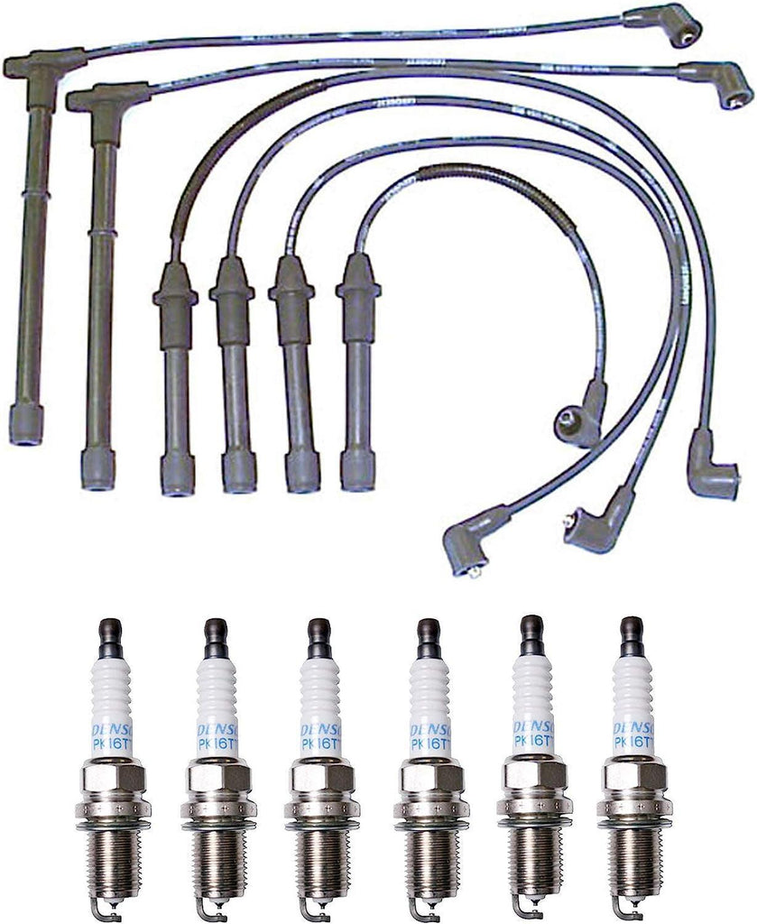 Denso Wire Set 7Mm & 6 Platinum TT Spark Plugs 0.04 Kit for Mercury Nissan 3.3L Naturally Aspirated V6