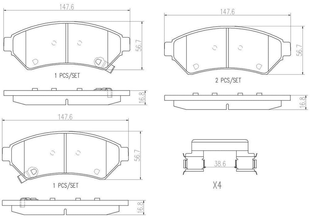 Front Disc Brake Pad Set for Lacrosse, Uplander, Grand Prix+More (P10033N)