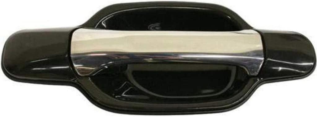 For Chevy Colorado Exterior Door Handle Rear Passenger Side Smooth Black Bezel with Chrome Lever 2004-2012| Trim: LS/LT/WT